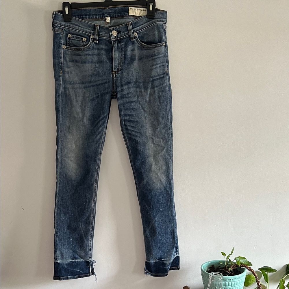 rag & bone Distressed Blue Cropped Jeans